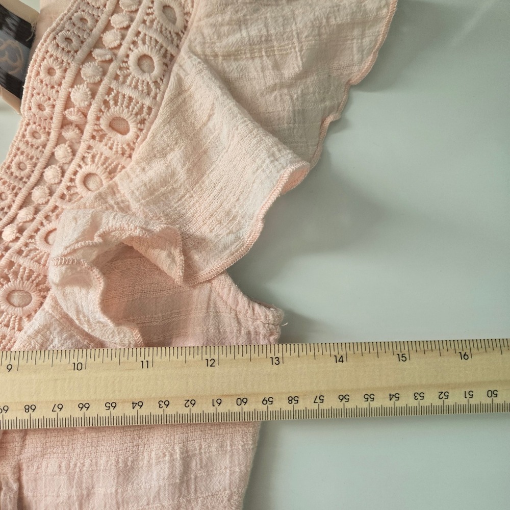 Jun & Ivy Light Pink Crochet Lace Ruffle Mini Dress XXS Boho Coquette Cottagecor - Picture 7 of 16